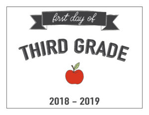 third grade first day of school printable with apple