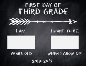 first day chalkboard sign third grade