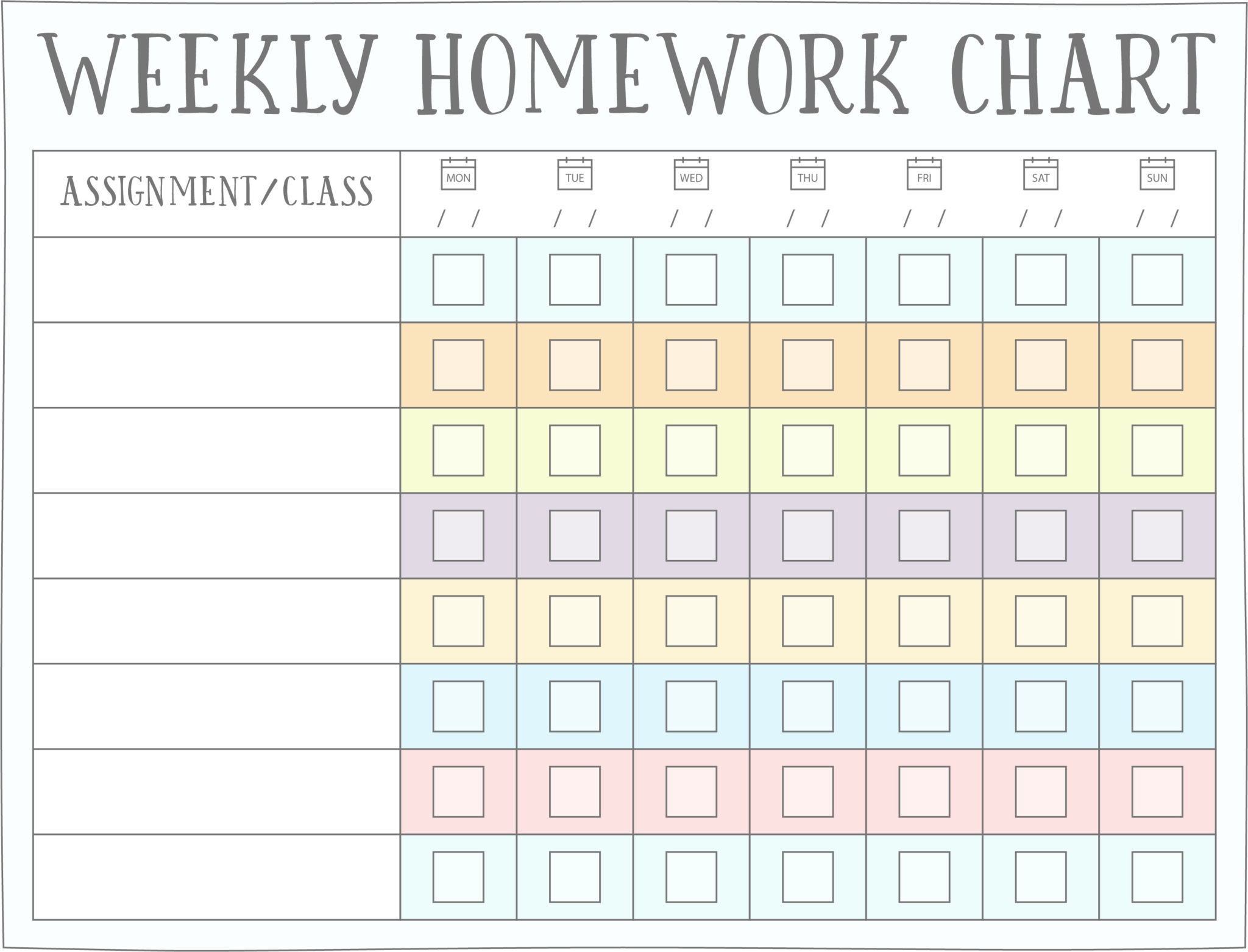 homework chart ideas
