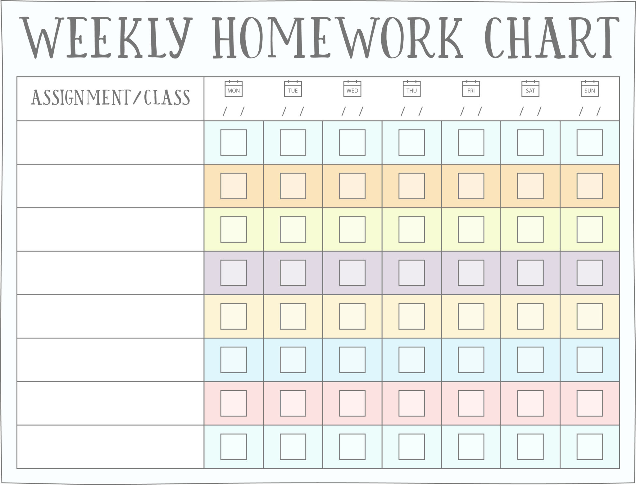 homework week chart