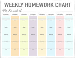 Free Homework Chart