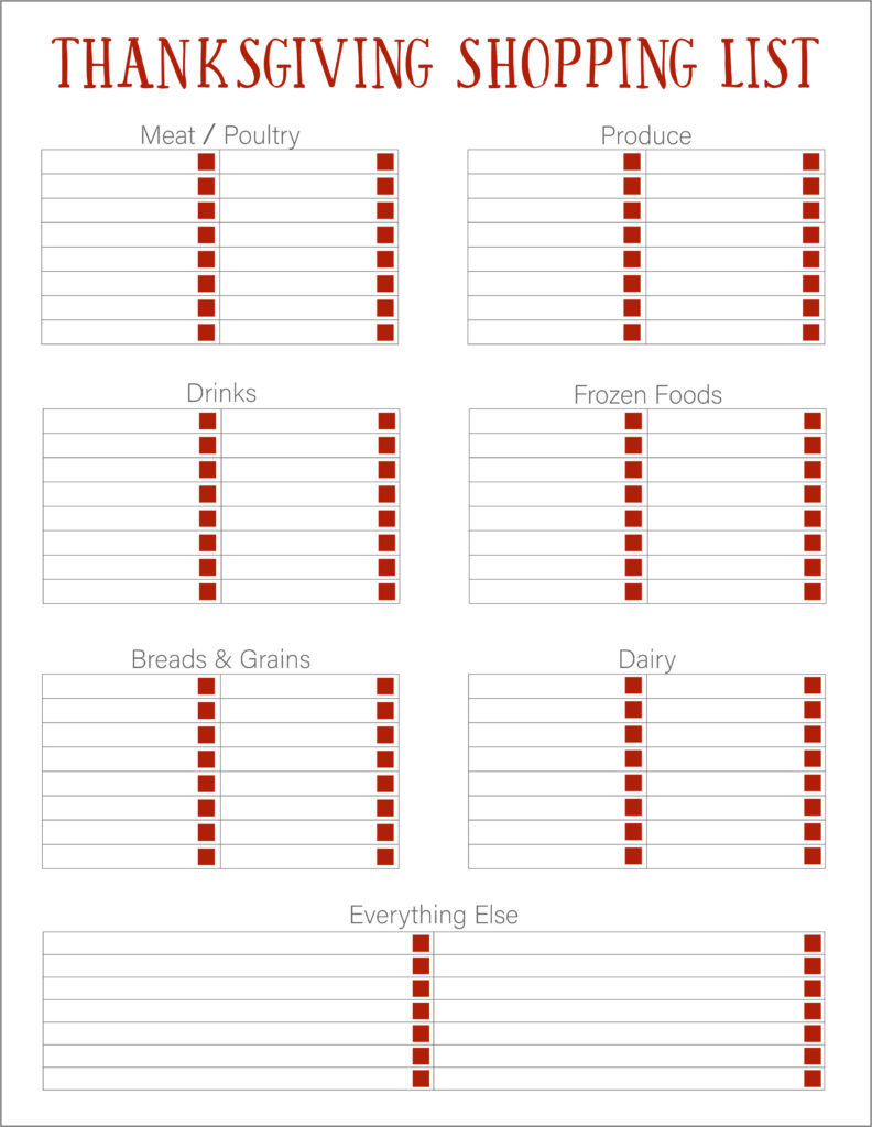 Thanksgiving Meal Planners Shopping List Printables FREE Live 