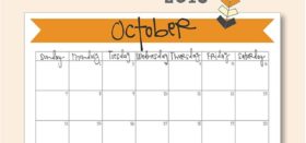 Free printable monthly calendar :: October 2018