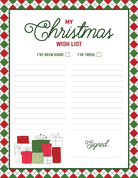 My Christmas Wish List free printable