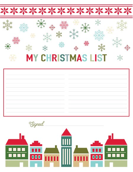 free printable Christmas wish list for kids