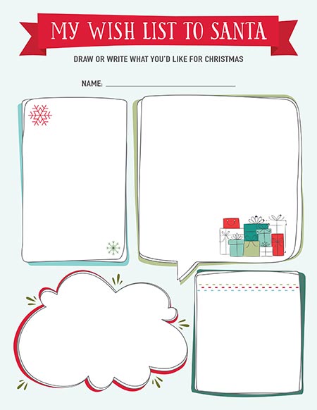 draw or write a Christmas wish list to Santa :: free printable for kids