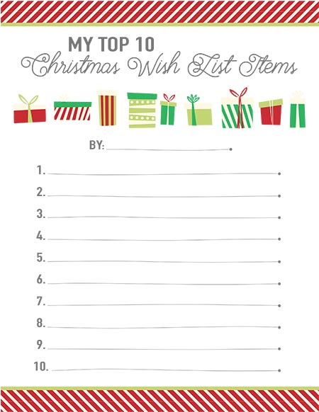 My Top 10 Christmas Wish List Items :: free printable