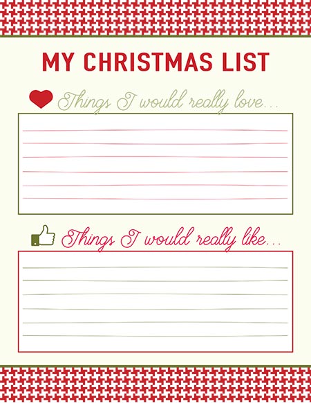 Prinable Christmas List 2021