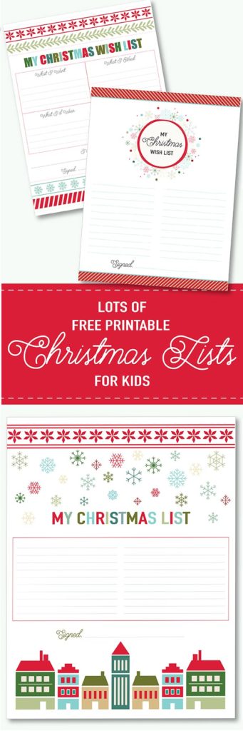 lots of free printable Christmas Wish Lists for kids to print at home!