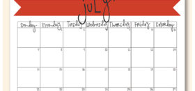Free Printable Monthly Calendar :: July 2019