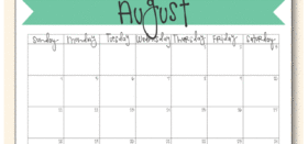 Free printable :: August 2019 8.5" x 11" calendar