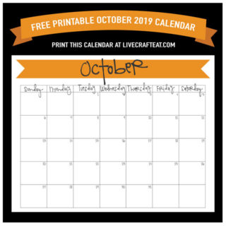 October 2019 Calendar - Free Printables | Live Craft Eat