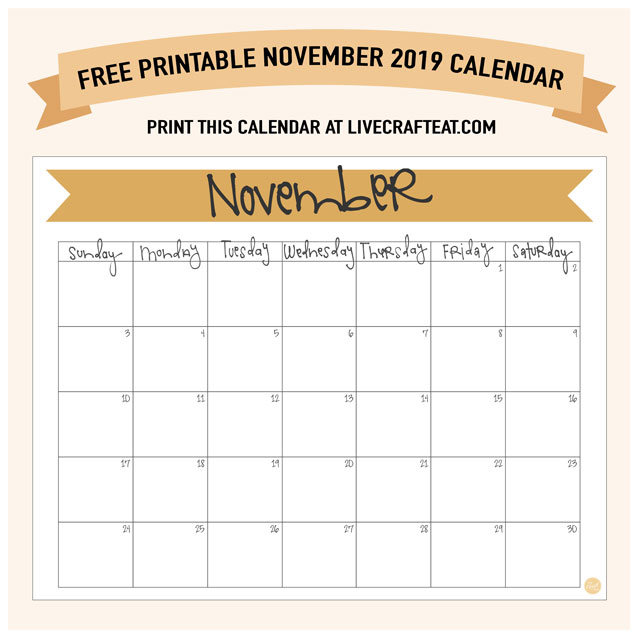 November 2019 calendar