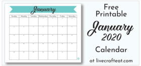 Free Printable Monthly Calendar :: January 2020