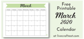 Free printable March 2020 calendar