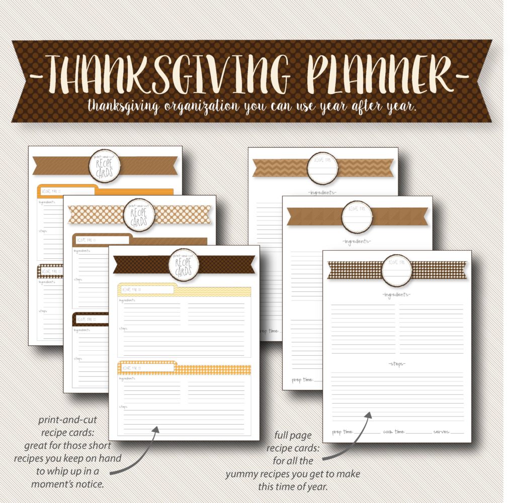 Thanksgiving planner with recipe pages