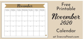 Free Printable November 2020 calendar