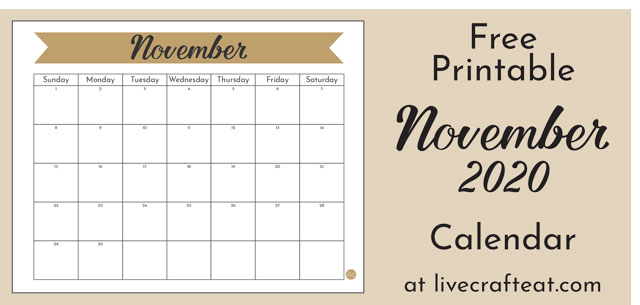 Free Printable November 2020 Calendar