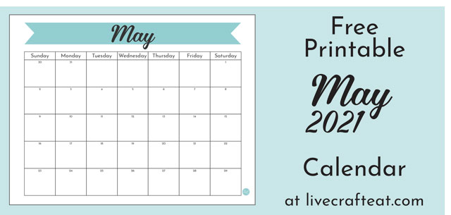 Free printable May 2021 calendar