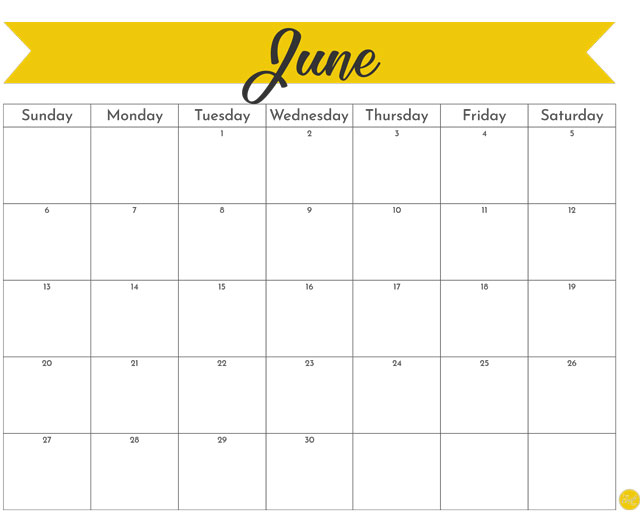 June 2021 monthly calendar - free PDF file!