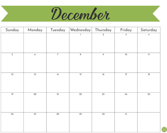 December 2021 free printable calendar!