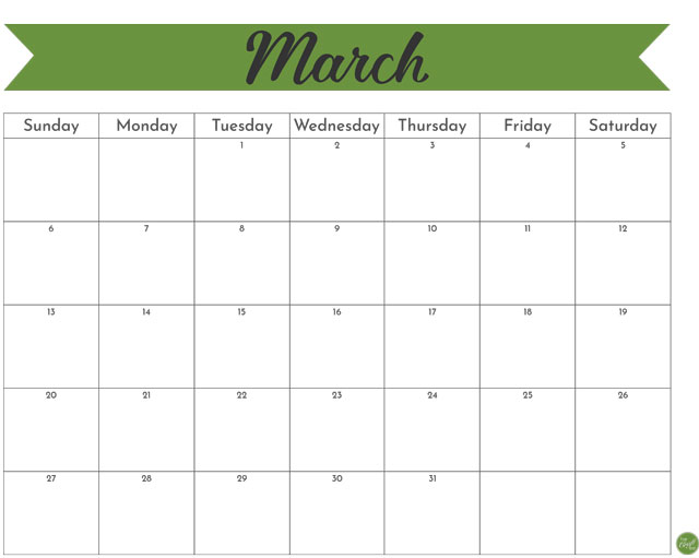 March 2022 Calendar - Free Printable!