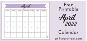 Free Printable Monthly Calendar :: April 2022