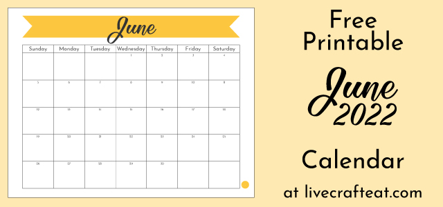 June 2022 Free Printable Calendar