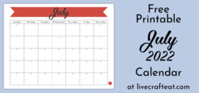 Free Printable July 2022 Calendar