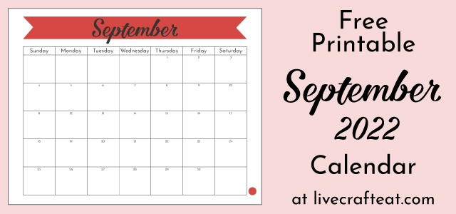 Free Printable September 2022 Calendar