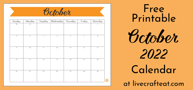 october 2022 calendar printable