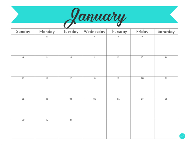 Free Printable! January 2023 monthly calendar 8.5" x 11"