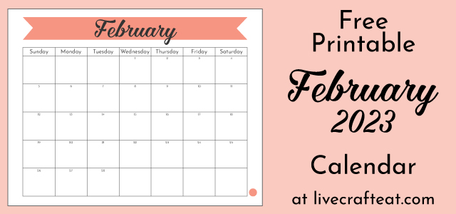 Free Printable February 2023 Calendar!