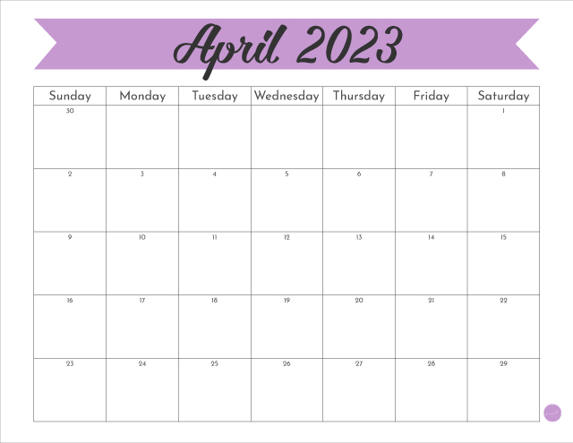 Free Printable 8.5" x 11" April 2023 Calendar