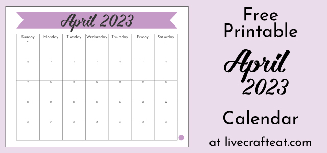 Free Printable April 2023 Calendar