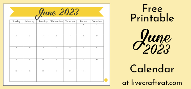 Free Printable June 2023 Calendar