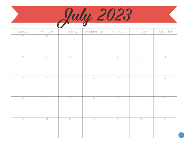 July 2023 Calendar :: Free to print!