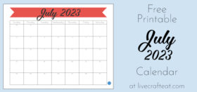 Free Printable Monthly Calendar :: July 2023