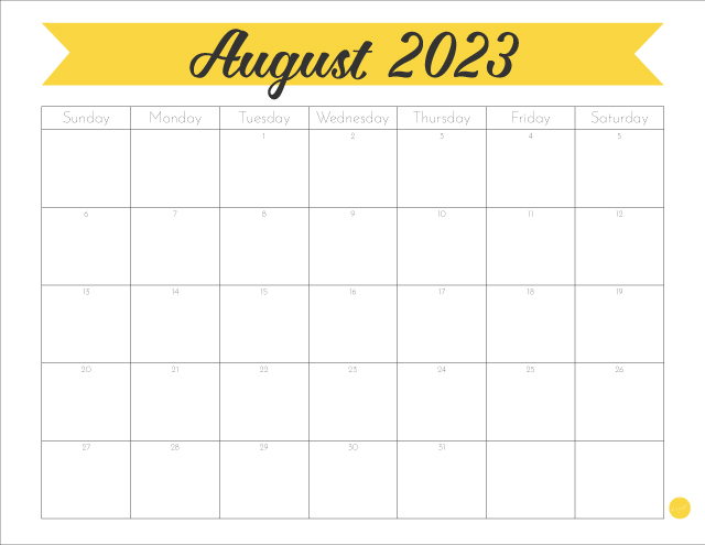 Free Printable August 2023 Calendar 8.5" x 11"