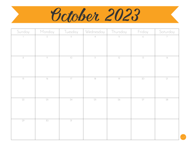 October 2023 Monthly Calendar - Free Printable!