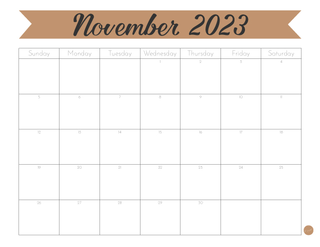 November 2023 Calendar - Free To Print! 8.5" x 11".