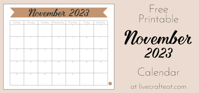 Free Printable November 2023 Calendar