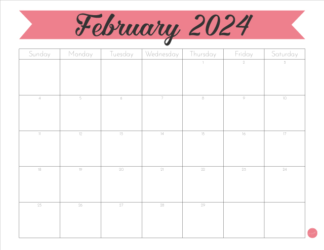 Free Printable! February 2024 Monthly Calendar