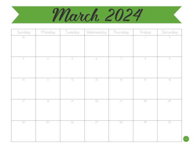 March 2024 Free Printable Monthly Calendar
