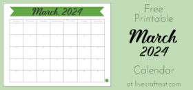 Free Printable Monthly Calendar :: March 2024