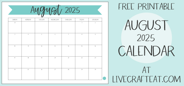 Print an August 2025 Monthly Calendar for FREE!