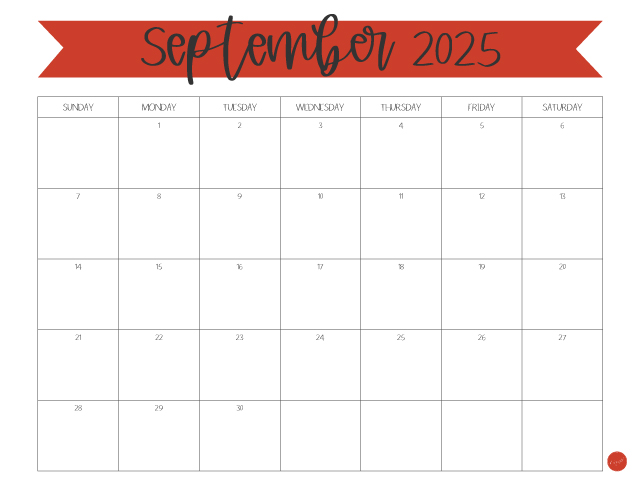 Free Printable September 2025 Monthly Calendar