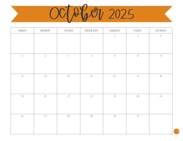 October 2025 Free Printable Calendar