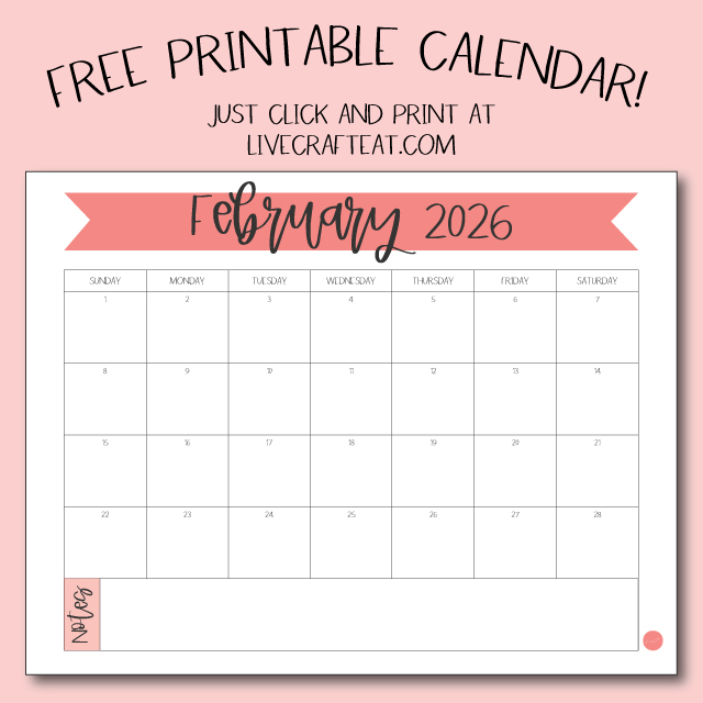 Free Printable February 2026 Monthly Calendar