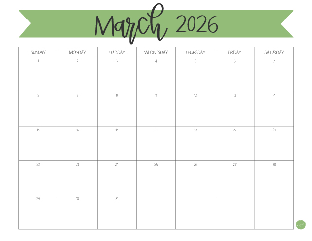 Free Printable March 2026 Calendar